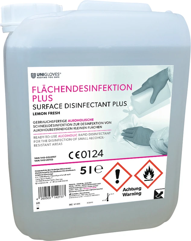 UNIGLOVES Flächendesinfektion PLUS  Kanister  5 Liter lemon fresh