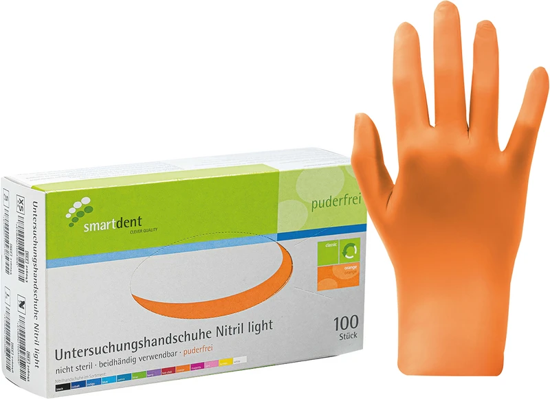 smart Nitrilhandschuhe light  Packung  100 Stück puderfrei, orange, M