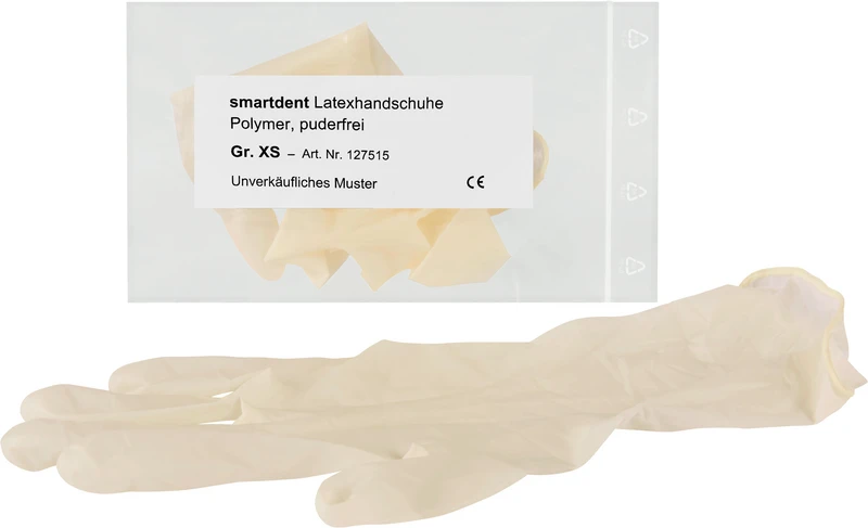 smart Polymer Latexuntersuchungshandschuhe  Muster  1 Paar puderfrei, weiß, XS