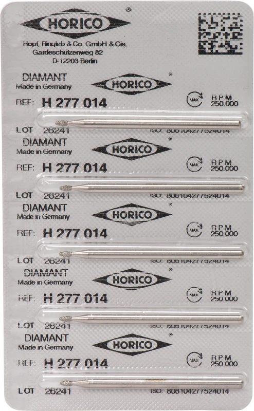 Diamantschleifer H 277  Packung  5 Stück HP, Figur 277, 3 mm, ISO 014