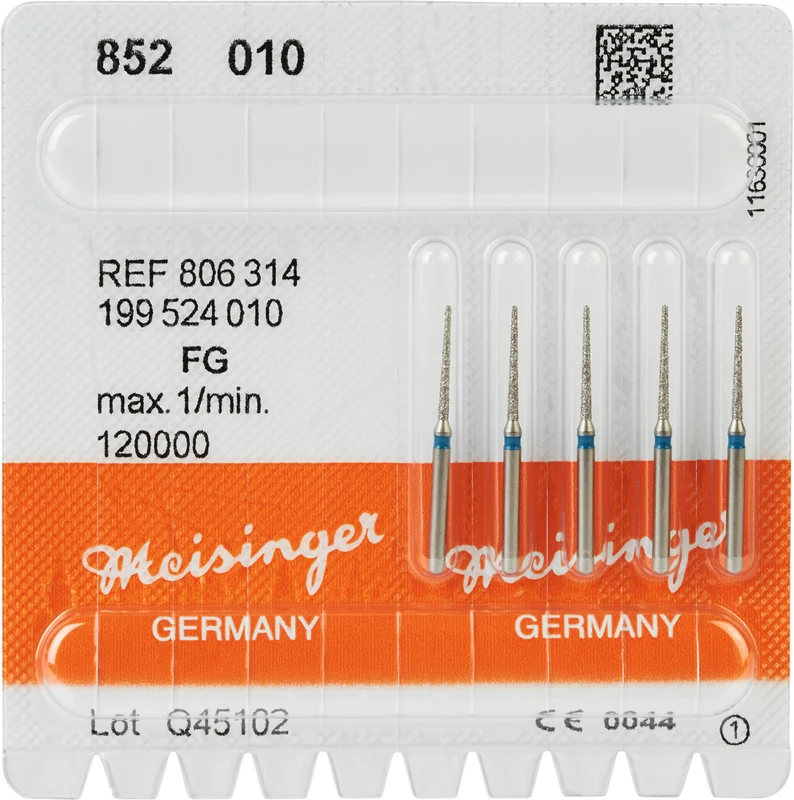 Diamanten 852  Packung  5 Stück blau mittel, FG, Figur 199 Konus rund, 10 mm, ISO 010