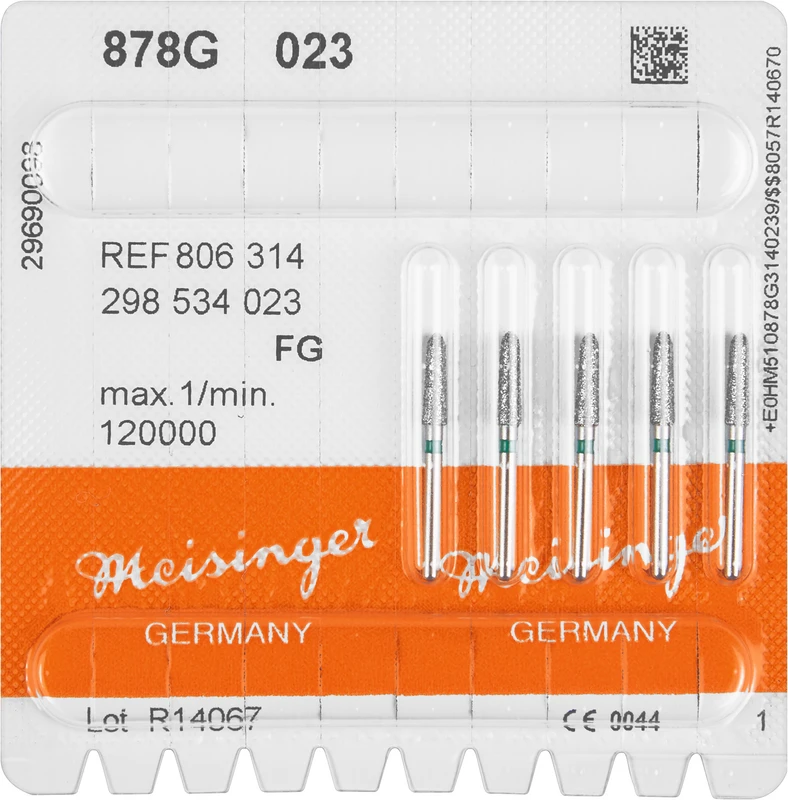 Diamanten 878  Packung  5 Stück grün grob, FG, Figur 298 Torpedo, 8 mm, ISO 023