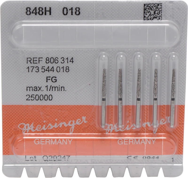 Diamanten 848  Packung  5 Stück schwarz super grob, FG, Figur 173 Konus Kante scharf, 10 mm, ISO 018