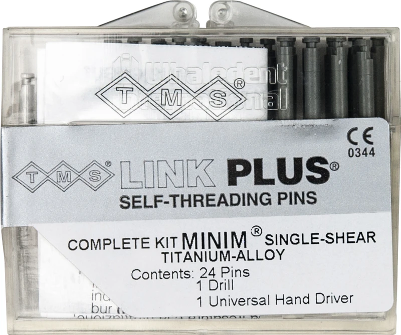 TMS® LINK  Packung  24 Titan-Einzelstifte, Bohrer K-92, Handschraubschlüssel, Minim silber EL821-24