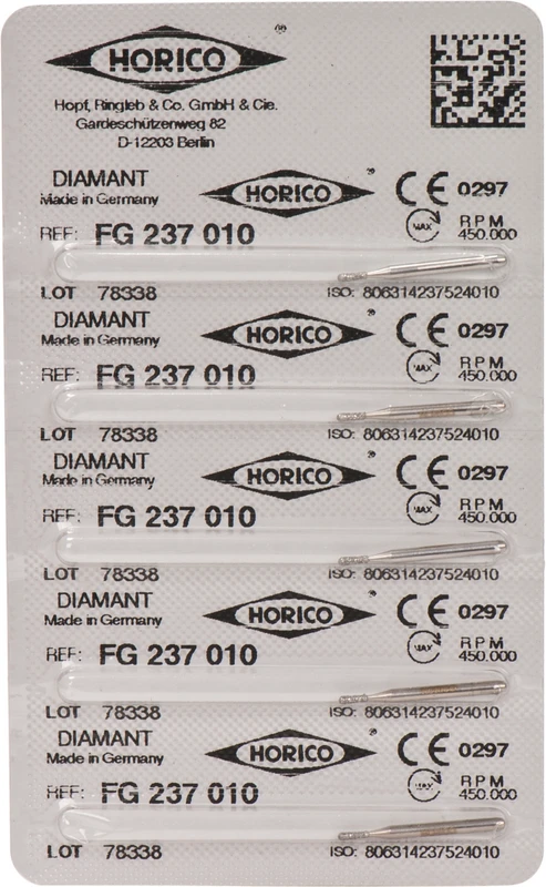 Diamantschleifer 237  Packung  5 Stück FG, Figur 237, 3 mm, ISO 010