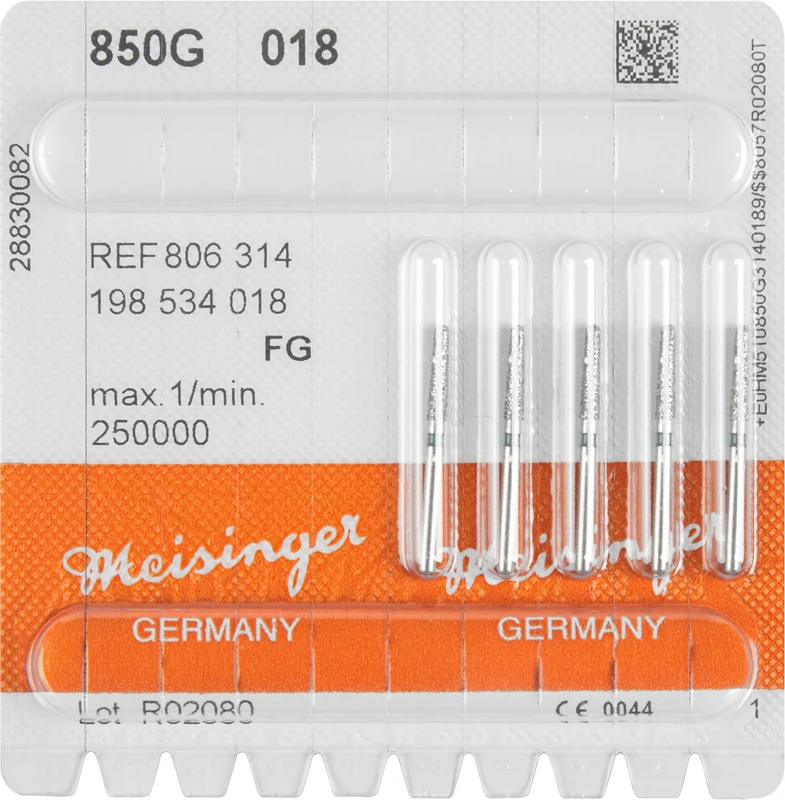 Diamanten 850  Packung  5 Stück grün grob, FG, Figur 198 Konus rund, 8 mm ISO 018