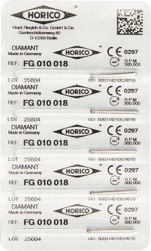Diamantschleifer 010  Packung  5 Stück FG, Figur 010, 1,6 mm, ISO 018