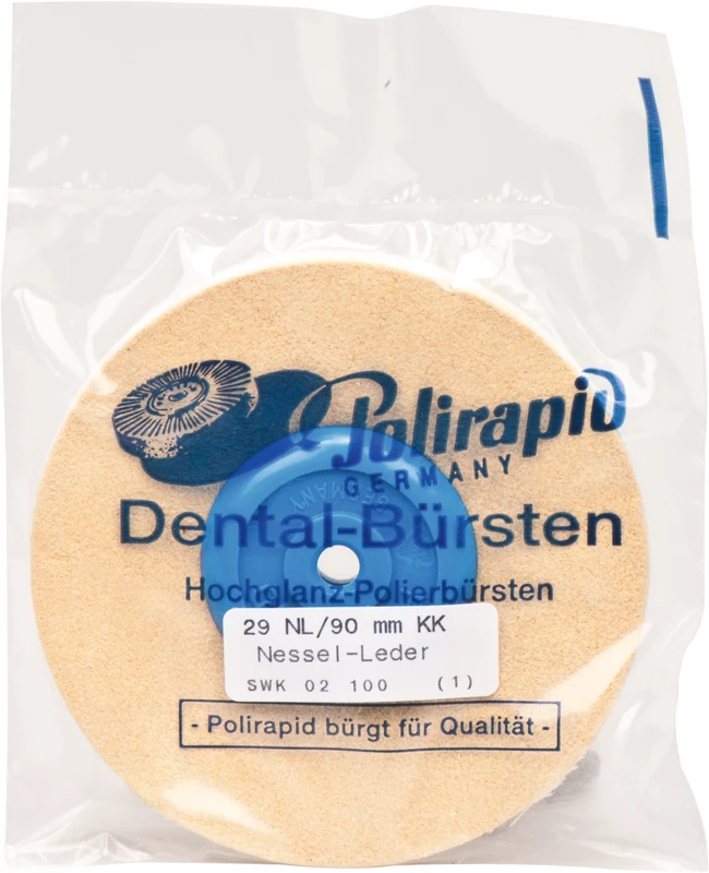 Kombischwabbel  Stück  mit Kunststoffkern, Leder-Nessel-Leder, Ø 90 mm, S: 7 mm