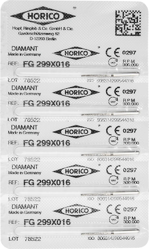 Diamantschleifer 299  Packung  5 Stück schwarz x-grob, FG, Figur 299, 10 mm, ISO 016