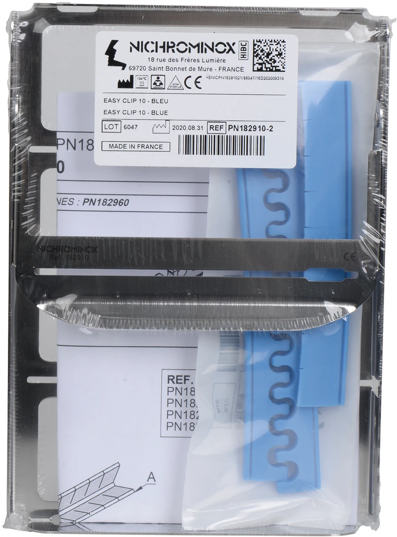 EASY-CLIP  Stück  Tray mit Silikoneinsatz blau, für 10 Instrumente