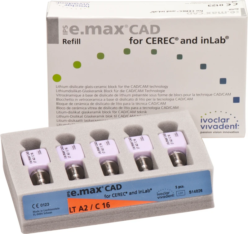IPS e.max CAD Monolithic Solution for CEREC\inLab  Packung  5 Stück A-D Gr. C16, A2 LT