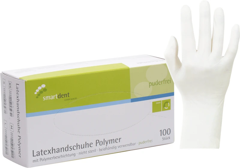 smart Polymer Latexuntersuchungshandschuhe  Packung  100 Stück puderfrei, weiß, XS