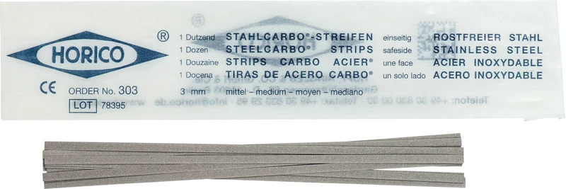 Stahlcarbo® Streifen  Packung  12 Stück, einseitig, 3 mm breit, Stärke 0,1 mm
