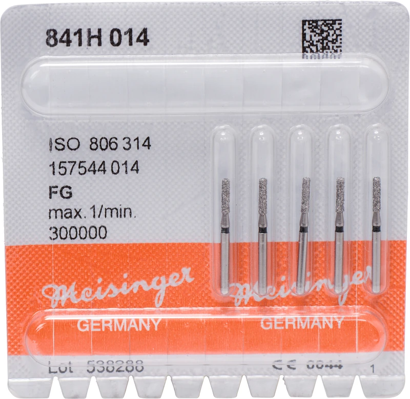 Diamanten 841  Packung  5 Stück schwarz super grob, FG, Figur 157 Zylinder abgerundet, 6 mm, ISO 014