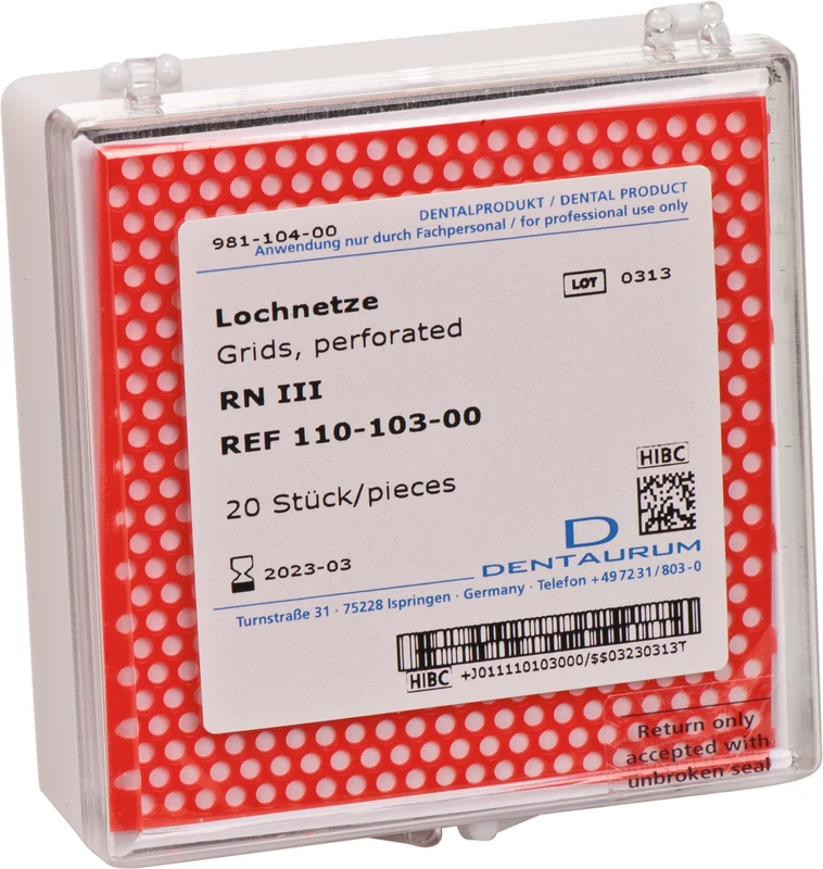 Lochnetze  Packung  20 Stück RN III, rot, Standard