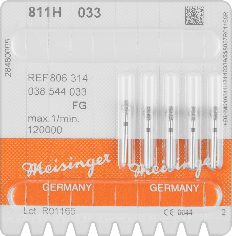 Diamanten 811  Packung  5 Stück schwarz super grob, FG, Figur 038 Doppelkegel, 4 mm, ISO 033