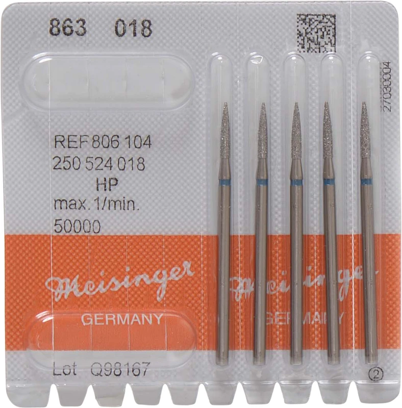 Diamanten 863  Packung  5 Stück blau mittel, HP, Figur 250 Flamme, 10 mm, ISO 018