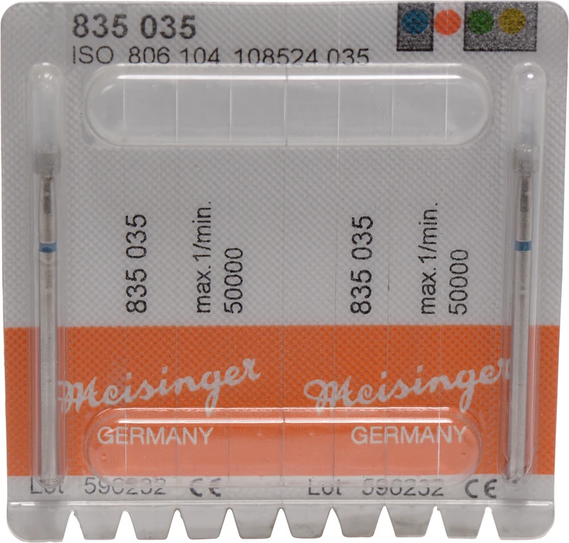 Diamanten 835  Packung  2 Stück blau mittel, HP, Figur 108 Zylinder, 3,5 mm, ISO 035