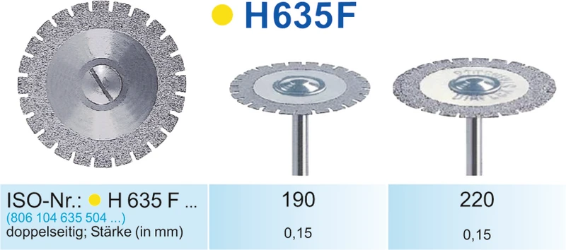 Superdiaflex® 635  Stück  doppelseitig, sehr flexibel, gelb extra-fein, HP, Figur 635 F, 0,15 mm, ISO 220