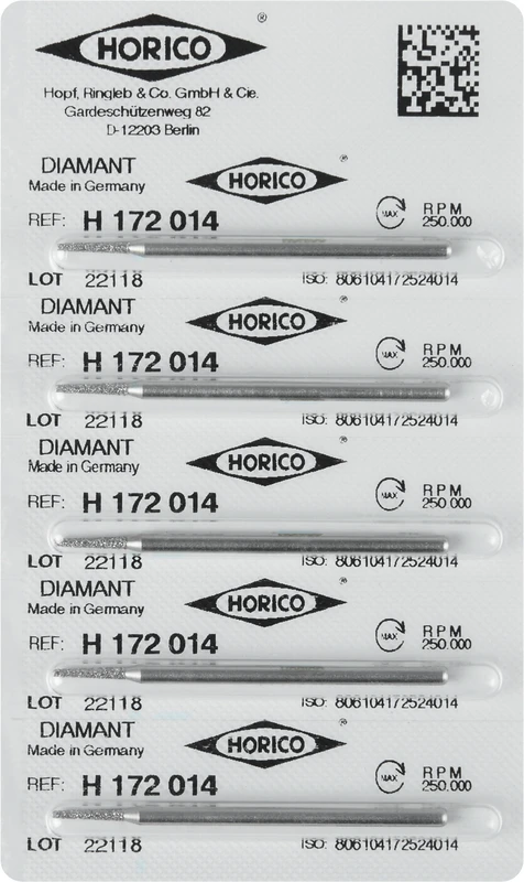 Diamantschleifer H 172  Packung  5 Stück HP, Figur 172, 8 mm, ISO 014