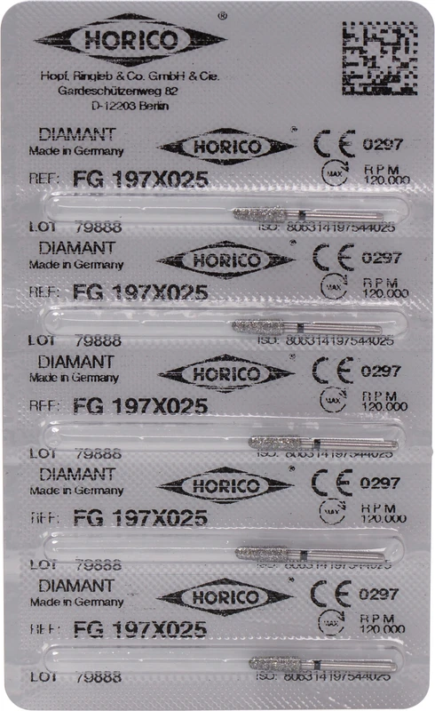 Diamantschleifer 197  Packung  5 Stück schwarz x-grob, FG, Figur 197, 7 mm, ISO 025