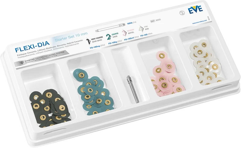 EVE FLEXI - DIA  Starterkit  100 Stück unmontiert (schwarz, blau, rosa, weiß), 10 mm, 1 Mandrell