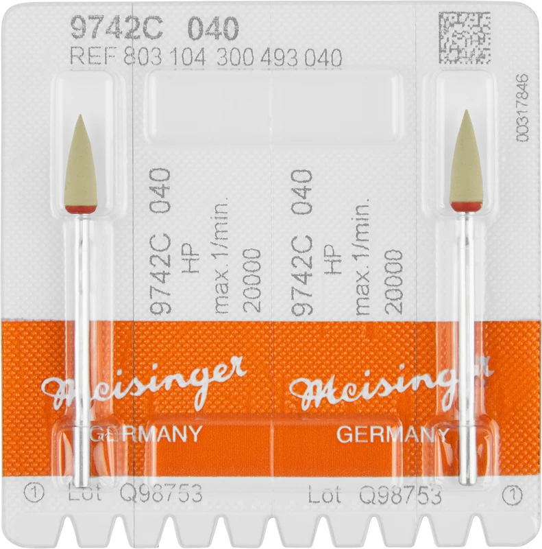 Diamantpolierer 9742  Packung  2 Stück gelb extra fein, HP, Figur 243, 13 mm, ISO 040