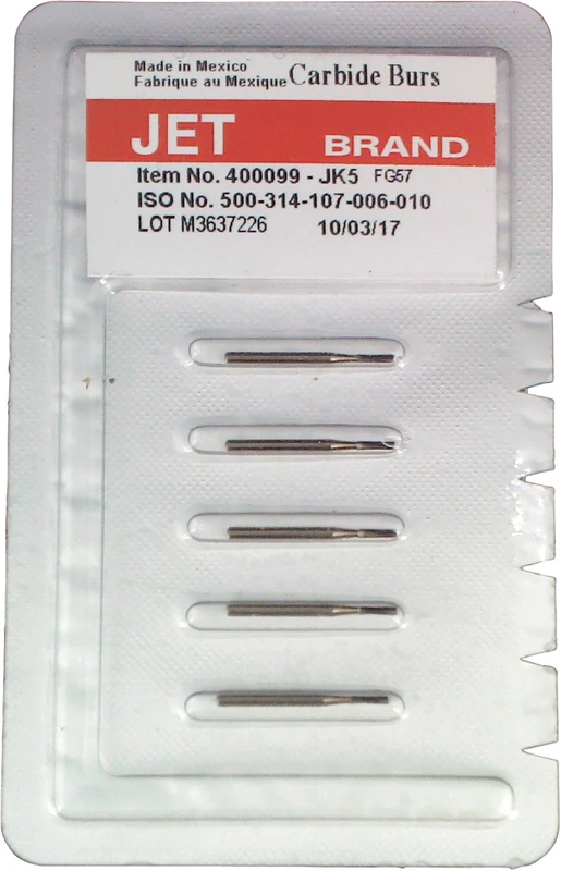 HM Bohrer FG 57  Packung  5 Stück Fissur mit geradem, flachem Ende, FG, 3,7 mm, ISO 010