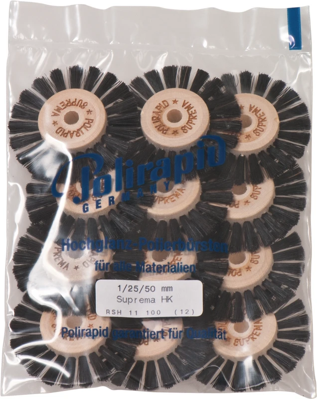 Suprema Rundbürsten  Packung  12 Stück mit Holzkern, Kern: 25 mm, Außen: 50 mm