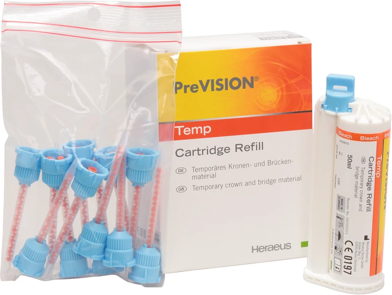 PreVISION® Temp  Refill Packung  50 ml Doppelkartusche bleach, 12 Mixing Tips