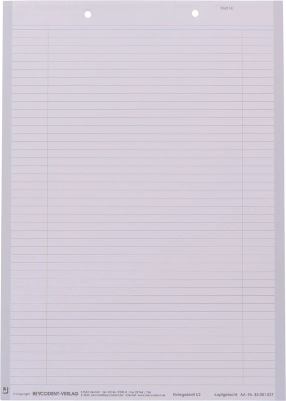 Einlegeblatt U2   Packung  1000 Stück