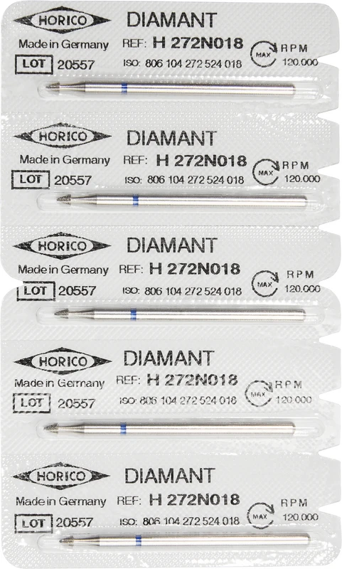 Diamantschleifer H 272  Packung  5 Stück blau normal, HP, Figur 272, 3,5 mm, ISO 018