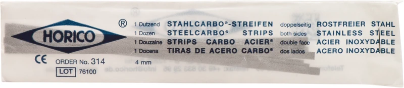 Stahlcarbo® Streifen  Packung  12 Stück doppelseitig, 4 mm breit, Stärke 0,2 mm