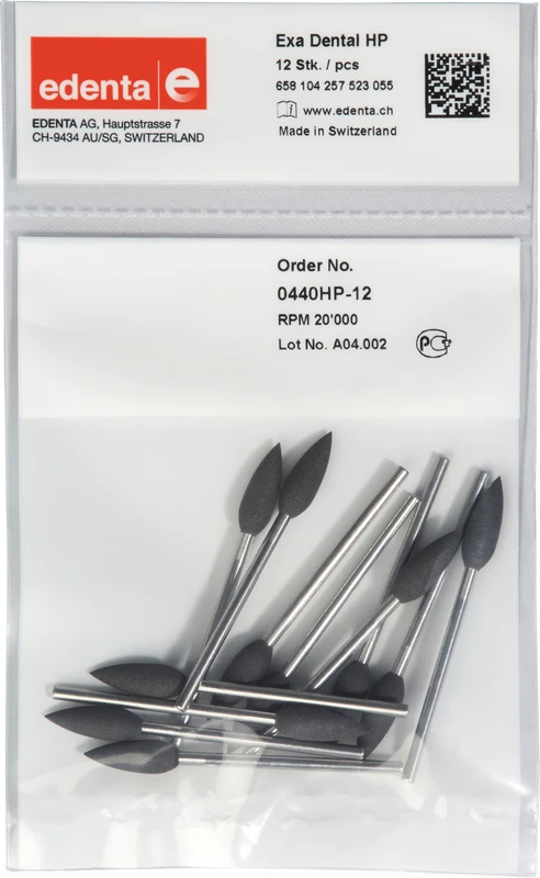 Exa Dental  Packung  12 Stück schwarz grob, HP, Figur 257, 16 mm, ISO 055