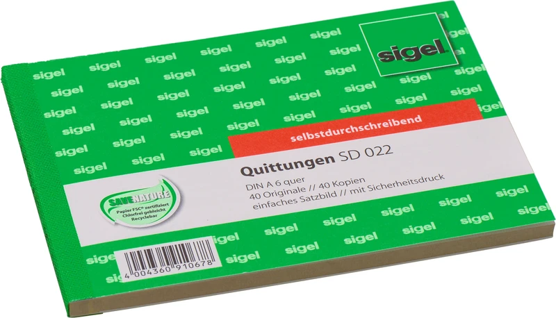 Quittungsblock   Packung  2 x 40 Blatt