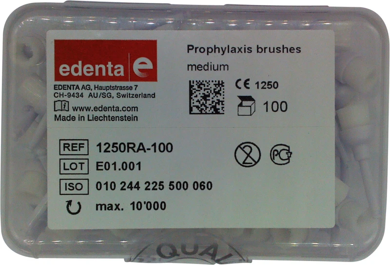 Prophylaxis Brushlets  Packung  100 Stück weiß medium, RA, Figur 225, 9 mm, ISO 060