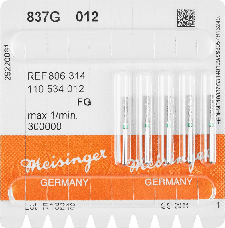 Diamanten 837  Packung  5 Stück grün grob, FG, Figur 110 Zylinder, 6 mm, ISO 012