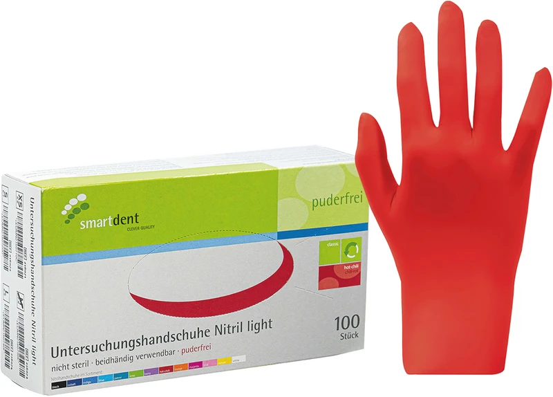 smart Nitrilhandschuhe light  Packung  100 Stück puderfrei, chili, S