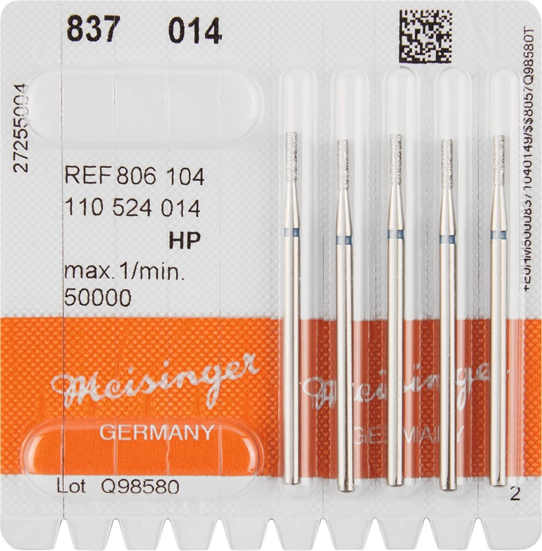 Diamanten 837  Packung  5 Stück blau mittel, HP, Figur 110 Zylinder, 6 mm, ISO 014