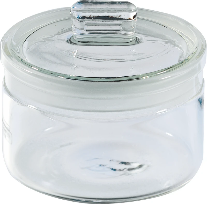 Pelletgläser und Tupfergläser  Stück  Ø 65 mm, 40 mm hoch, mit eingeschliffenem Deckel, autoklavierbar und desinfizierbar