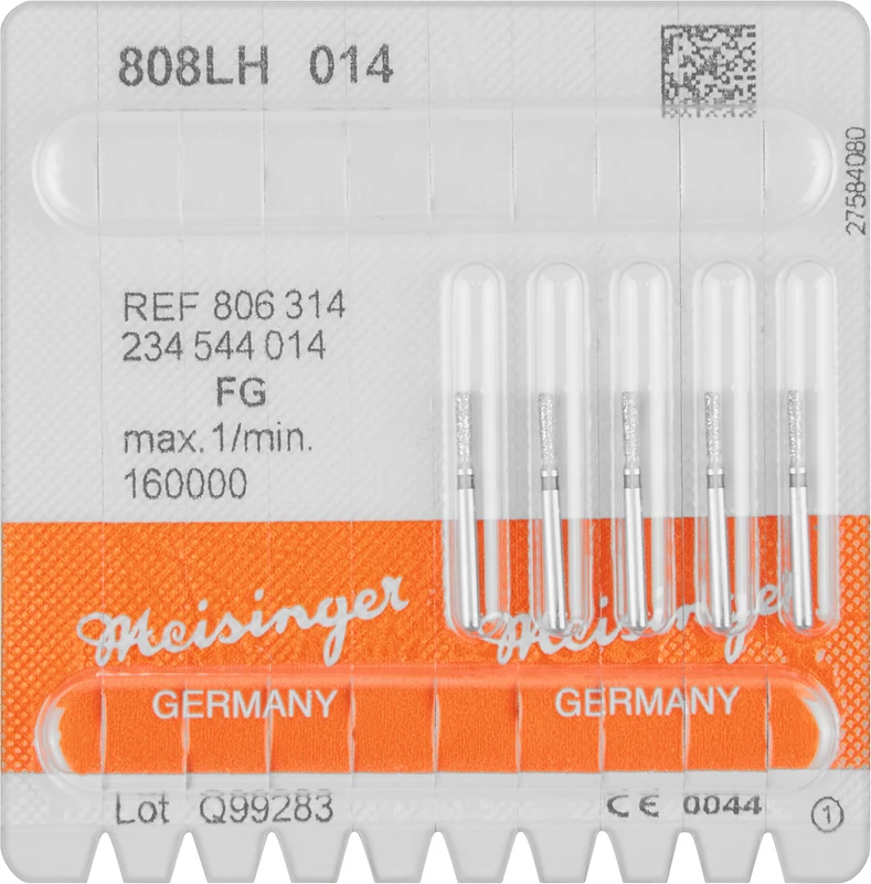 Diamanten 808  Packung  5 Stück schwarz super grob, FG, Figur 234 Birne lang, 5 mm, ISO 014