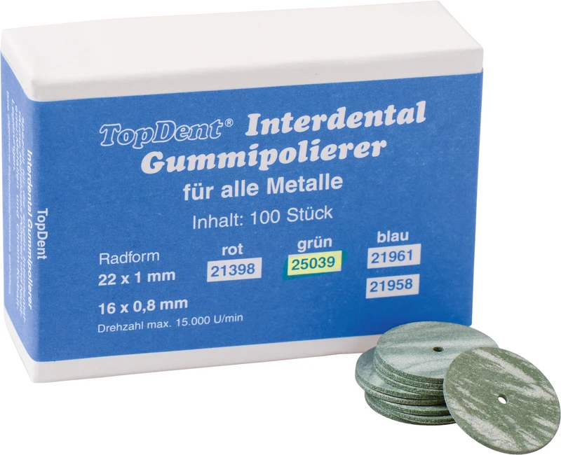 TOPDENT Interdental Gummipolierer  Packung  100 Stück grün, Rad 22 x 1 mm