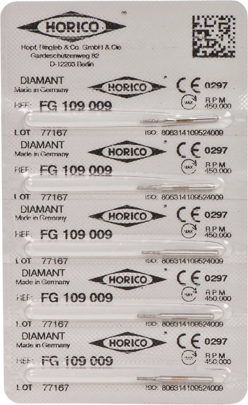 Diamantschleifer 109  Packung  5 Stück FG, Figur 109, 4 mm, ISO 009