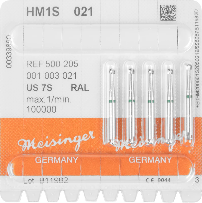 HM-Bohrer 1S  Packung  5 Stück schnittfr. Verz., grün, RAL, Figur 001, ISO 021