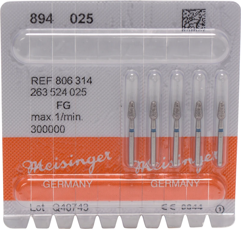 Diamanten 894  Packung  5 Stück blau mittel, FG, Figur 263 Knospe rund, 5,5 mm, ISO 025