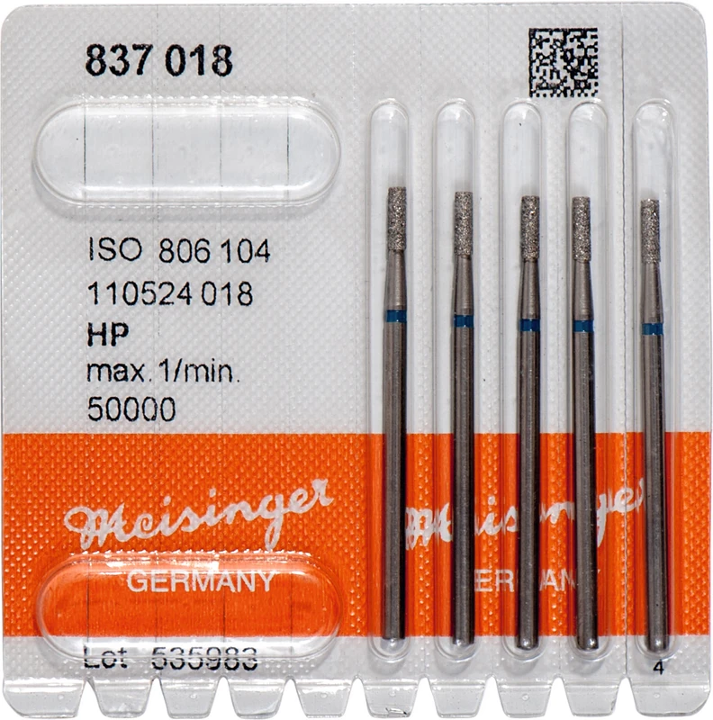 Diamanten 837  Packung  5 Stück blau mittel, HP, Figur 110 Zylinder, 6 mm, ISO 018