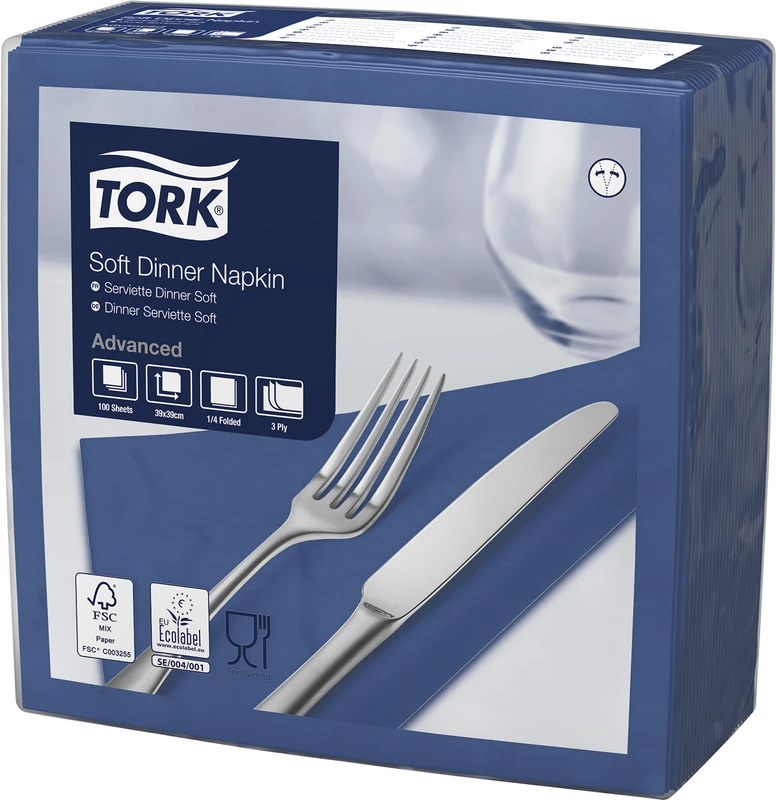 TORK® Soft Dinnerservietten  Karton  12 x 100 Stück 3-lagig, dunkelblau
