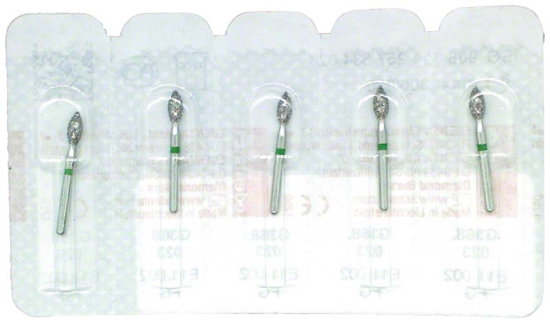 Omni Diamanten 368  Packung  5 Stück grün grob, FG, Figur 257 Knospe, 5 mm, ISO 023