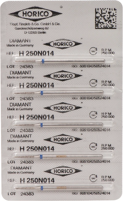 Diamantschleifer H 250  Packung  5 Stück blau normal, HP, Figur 250, 10 mm, ISO 014