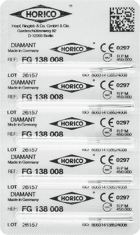 Diamantschleifer 138  Packung  5 Stück FG, Figur 138, 3 mm, ISO 008